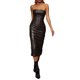 thumbnail image 2 of Vestido de tubo de cuero de imitación de las mujeres, sin mangas sin tirantes de color sólido Bodycon vestido largo Nituyy Vestido de tubo de piel sintética para mujer, 2 of 5