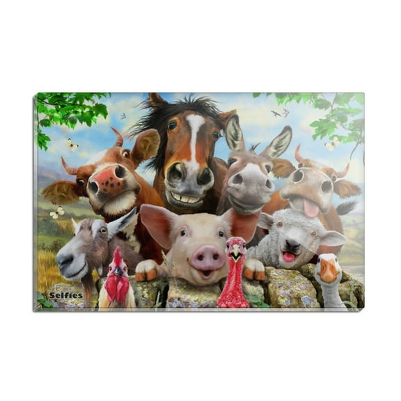 Farm Selfie Horse Pig Chicken Donkey Cow Sheep Rectangle Acrylic Fridge Refrigerator Magnet