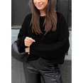 thumbnail image 4 of Women's Fall Sweaters Casual Long Sleeve Pullover Crewneck Ribbed Knit Jumper Tops Plain Blouse, 4 of 5