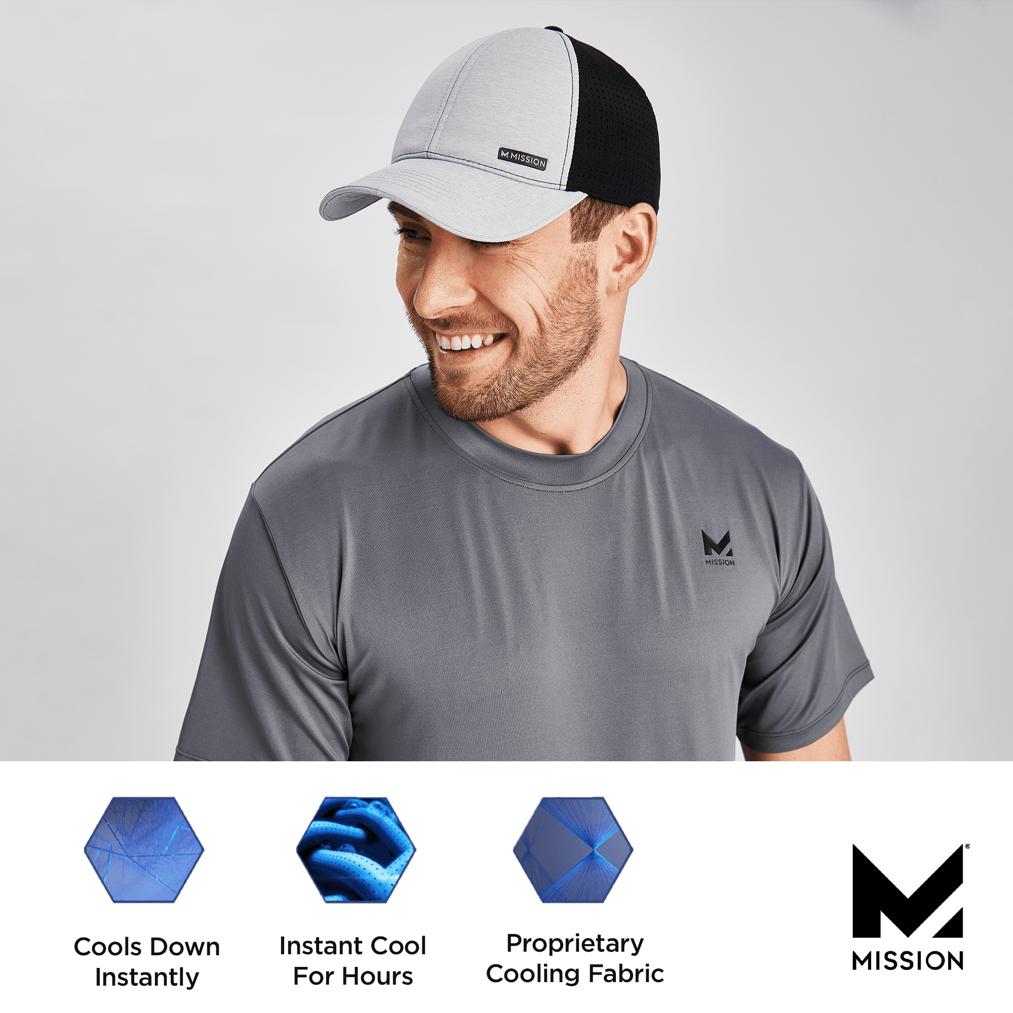 Mission Cooling Apex Unisex Baseball Hat, One Size, Alloy Grey/Black