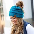 thumbnail image 2 of HSHDLDF Ponytail Messy Bun BeanieTail Women's Beanie Solid Ribbed Hat Cap, 2 of 6