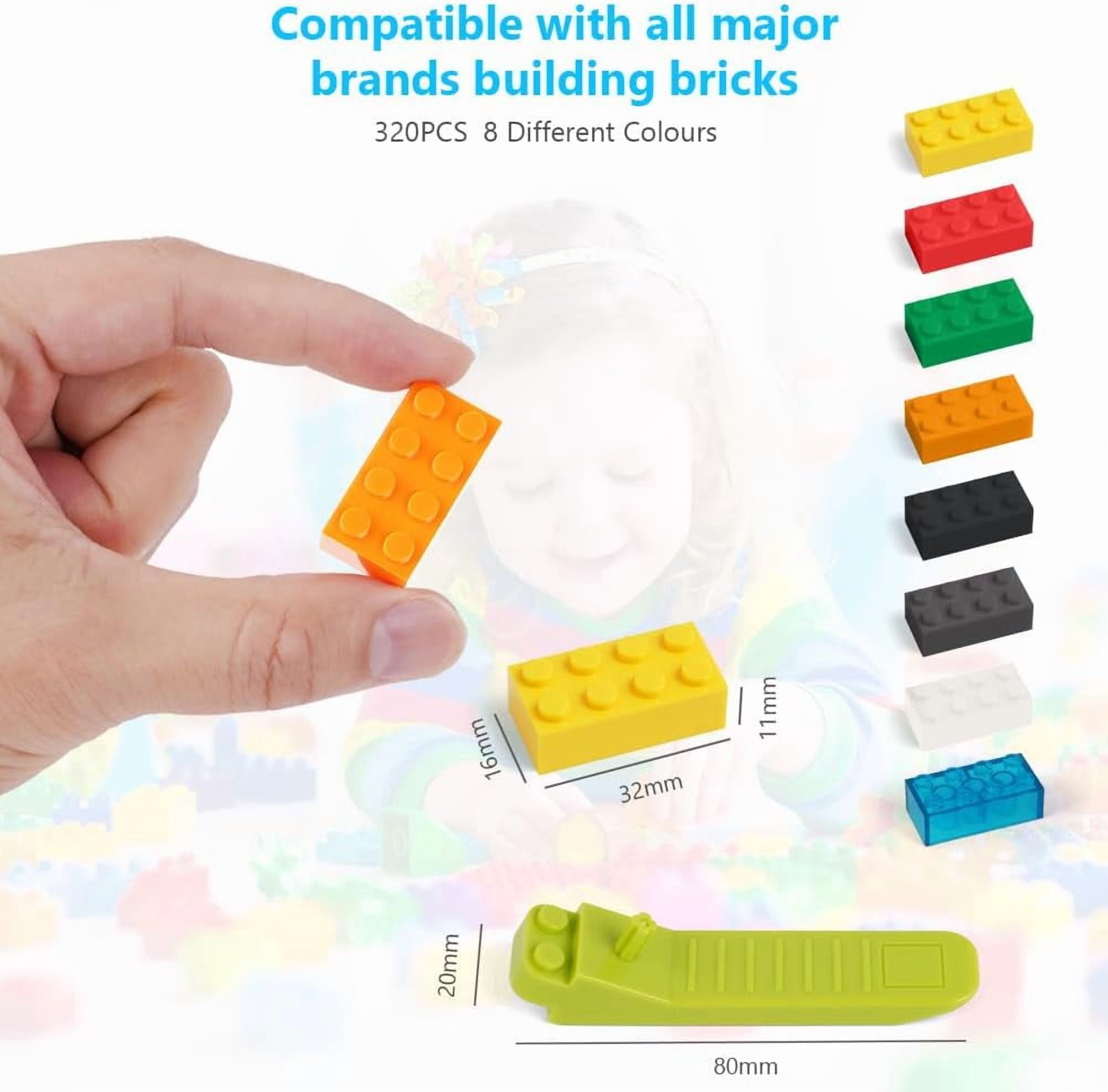 Classic Multicolor Building Blocks Bulk Pack , 320 Pieces 2x4 Individual Bricks, Creative Brick Box, Compatible With Major Brands