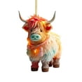thumbnail image 2 of Christmas Ornaments Highland Cow Decor Xmas Tree Decorations Cute Acrylic Cow Pendants Cartoon Cow Decorative, 2 of 6