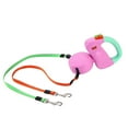 thumbnail image 2 of Flmtop Dual Traction Ropes in One Design Auto Telescopic Puppy Dog Pet Walking Leash Pink, 2 of 9
