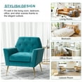 thumbnail image 4 of Upholstered Velvet Armchair Set of 2 Lounge Accent Chair Tufted Back Metal Legs Bedroom Blue, 4 of 7