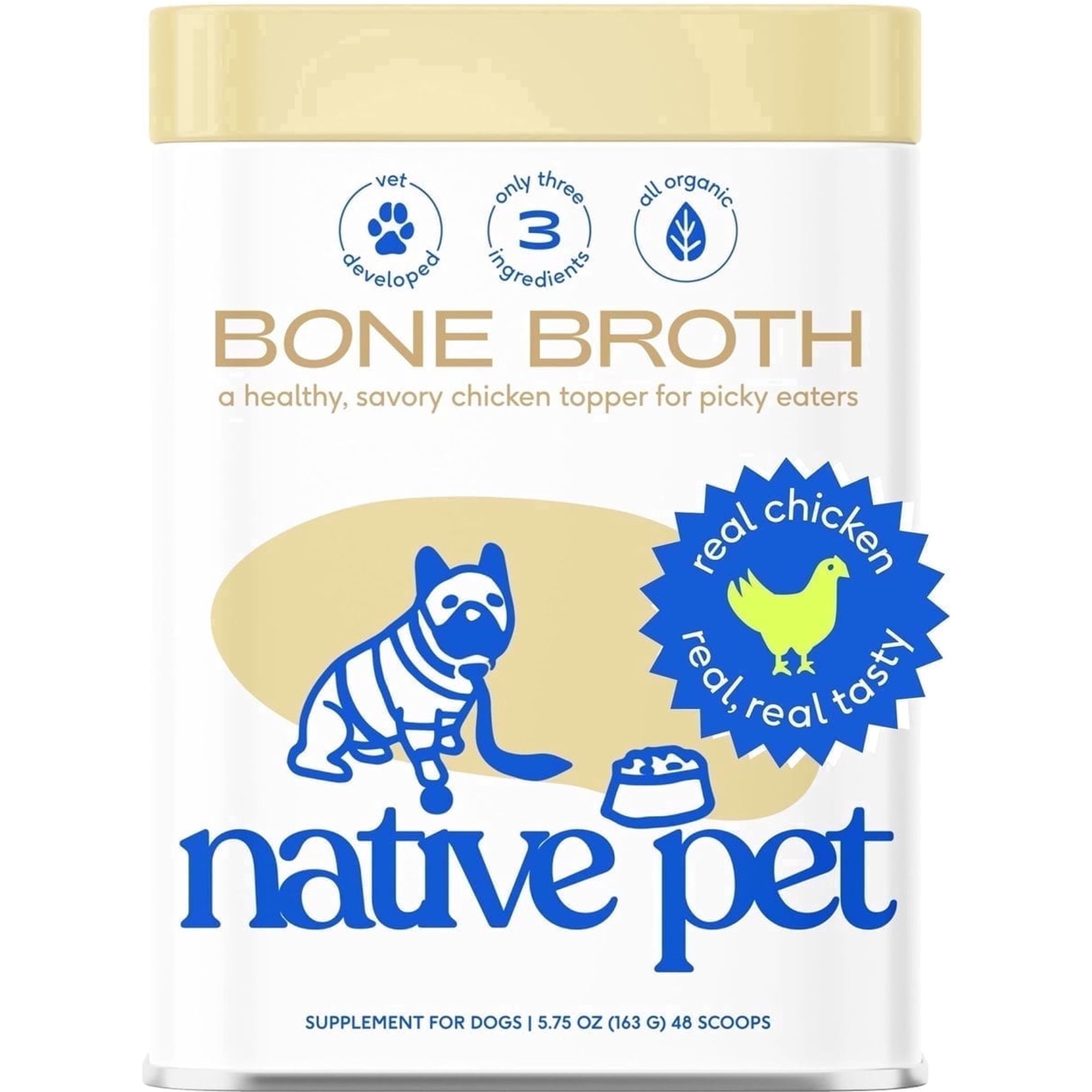 Native Pet Organic Chicken Broth, Bone Broth Protein Powder Topper for Dogs & Cats, 5.75oz