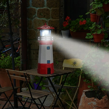 Solar Lighthouse With Rotating Lamp Garden Lights Outdoor