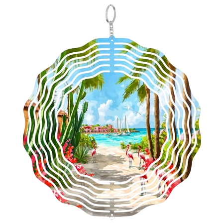 Aruba Caribbean Eagle Beach 3D Wind Spinner Stainless Steel Hanging Decor Garden Art Divi Tree Gift