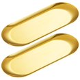 thumbnail image 2 of Set of 2 Stainless Steel Oval Trays - Mirror Polished, Heavy-Duty, and Multifunctional for Towel, Jewelry, Cake, Dessert, and Food Serving - Home and Bathroom Supplies, 2 of 8
