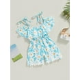thumbnail image 3 of Wassery Toddler Girls Summer Casual Jumpsuit 9M 18M 24M 3T 4T Blue Sleeveless Ruffle Collar Floral Playsuit, 3 of 7