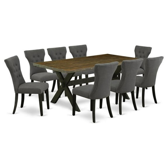 Atlin Designs 9-piece Wood Dining Room Set in Dark Gotham Gray