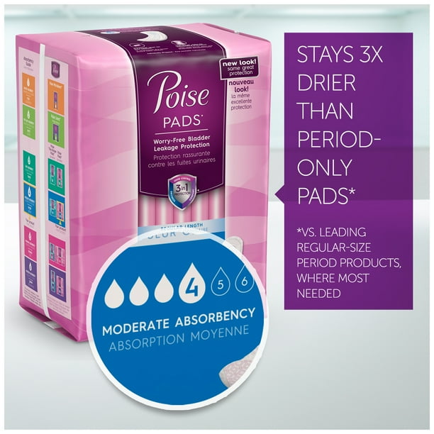 Poise Female Incontinent Pad 10.9" L Contoured 19564 120/Case Walmart