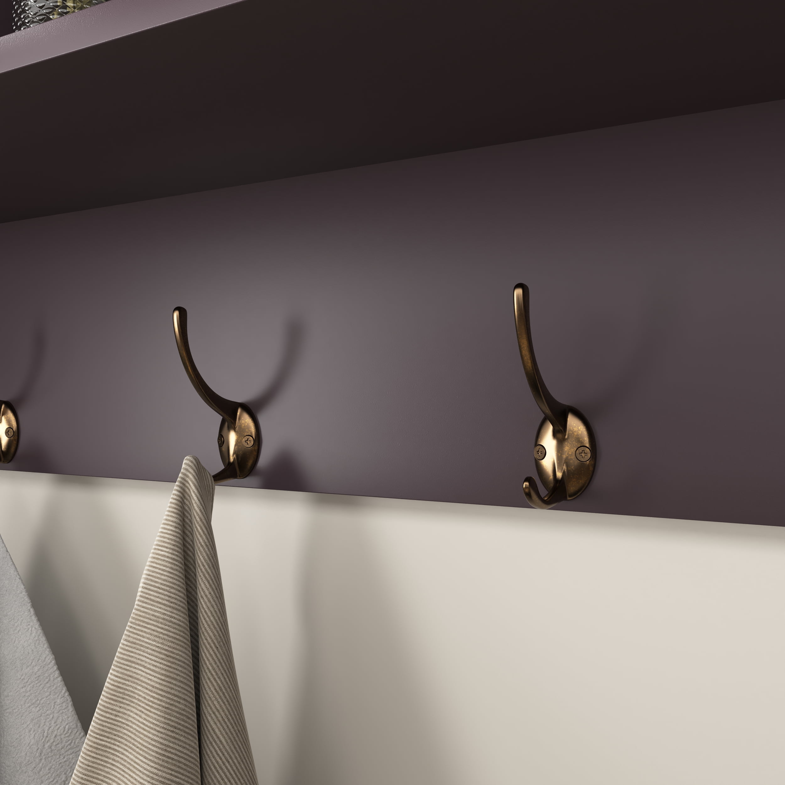 MAYEERTY Espresso Wall-Mounted Coat Rack with Storage Shelf & 4 Dual Hooks