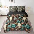 thumbnail image 2 of Castle Fairy Bull Skull Bedding Comforter Set 7pcs for Boys Girls,Chic Floral Flower Queen Bedding Sets Super Cozy,Bohemian Theme Queen Sheet Sets,Lightweight Room Decor,Reversible, 2 of 8