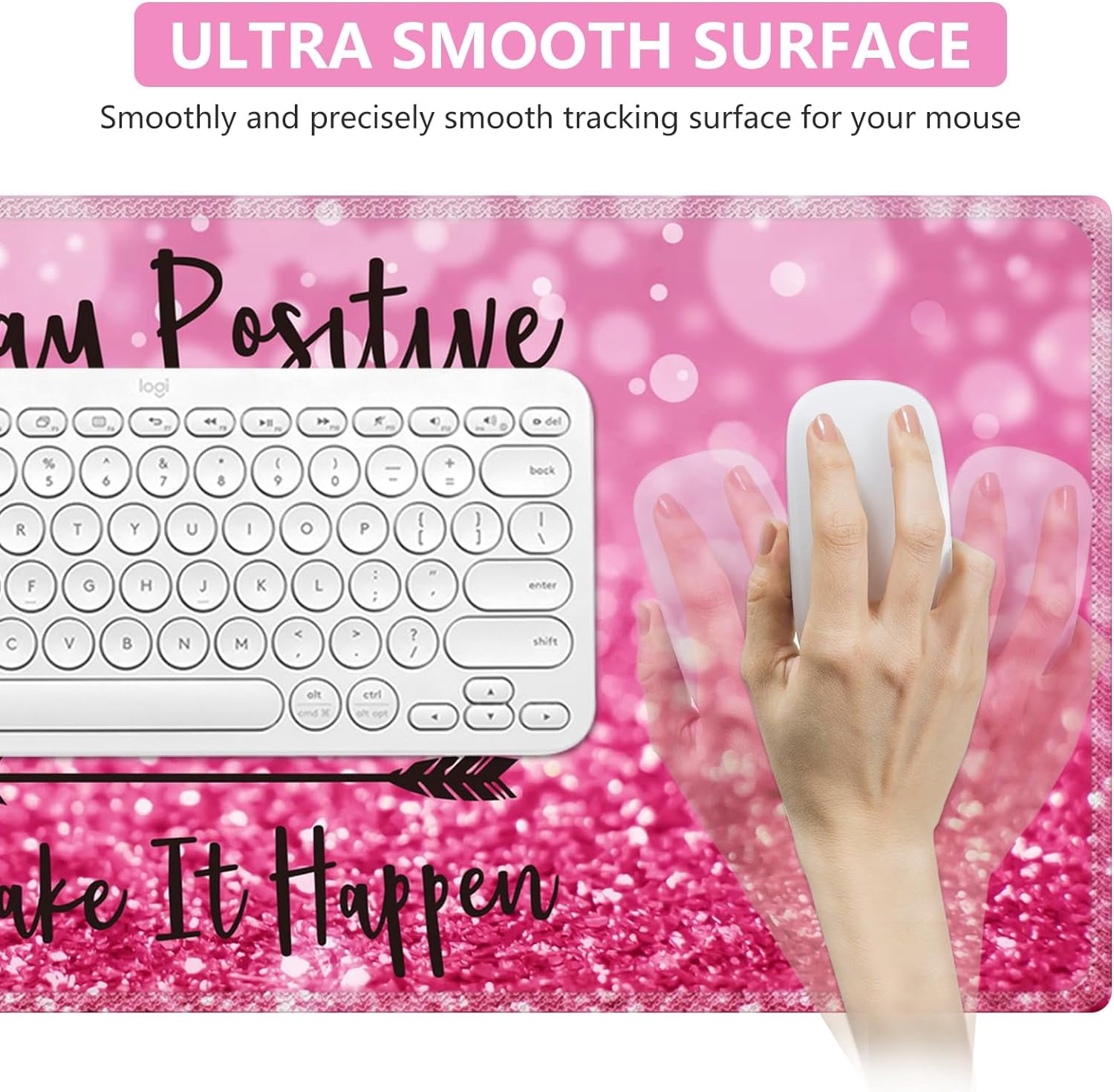 Large Mouse Pad (35.4x15.7 in), Desk Mat Gaming Mousepad with Stitched Edges, Keyboard Mouse Mat Desk Pad for Work, Game, Office, Home-Rose Gold