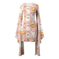 thumbnail image 4 of Womens Fall Halloween Dress Ghost Pumpkin Print Spooky Graphic Long Irregular Sleeve Crew Neck Flowy Dresses Blue 3 XXL, 4 of 5