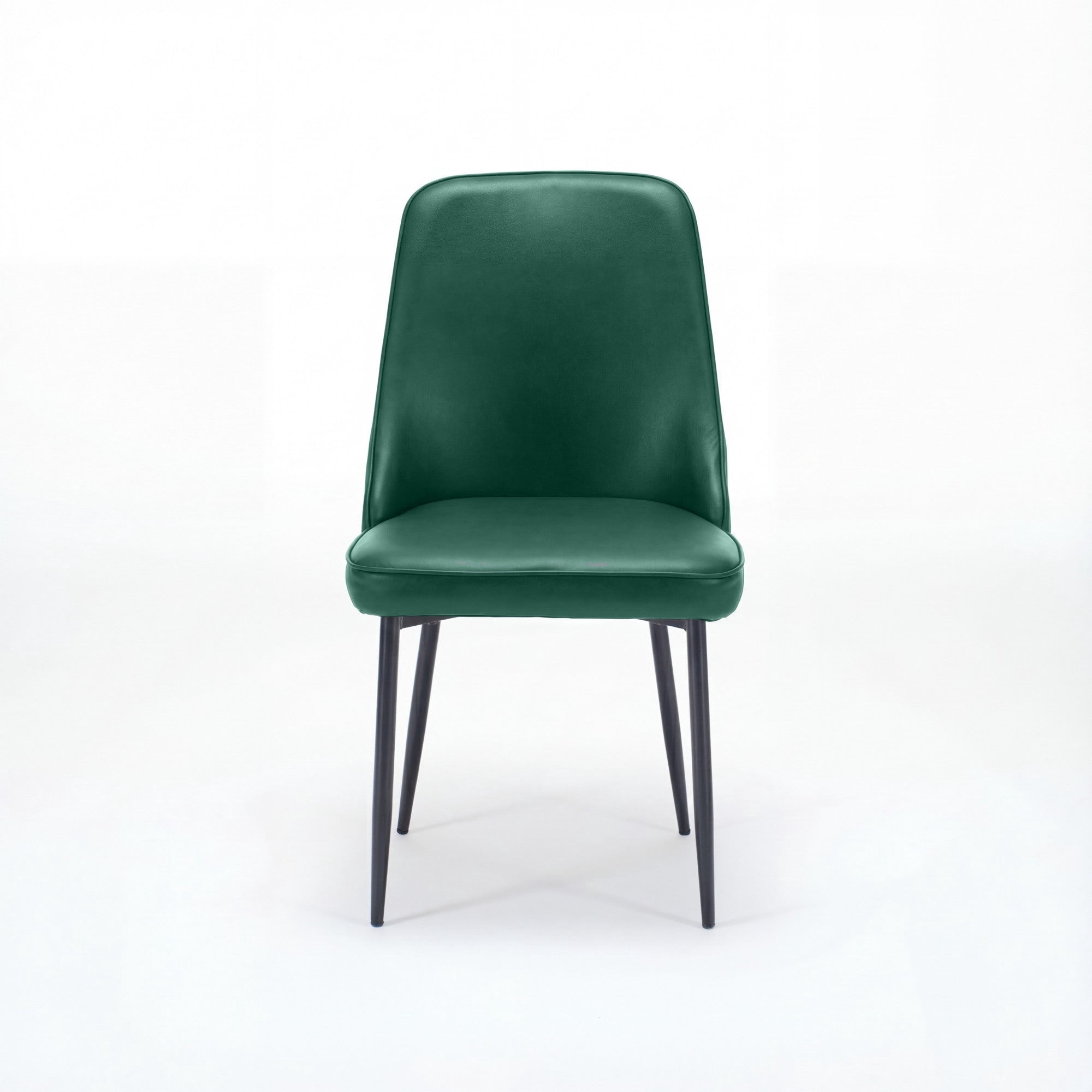 Sailvan Modern Dining Chairs Set of 4,Faux Leather Upholstered Kitchen Chairs with Ergonomic Curved Back and Metal Legs,Waterproof Side Chairs for Dining Room Green