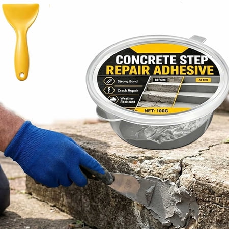 Concrete Step Repair Adhesive, Fast-Drying Polymer Filler for Driveways and Outdoor Pavement, 100g Multi-Surface Repair Kit