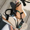 thumbnail image 4 of Mostsola Wedge Espadrilles for Women Platform Sandals Open Toe Boho Beaded Slingback Heels, 4 of 8