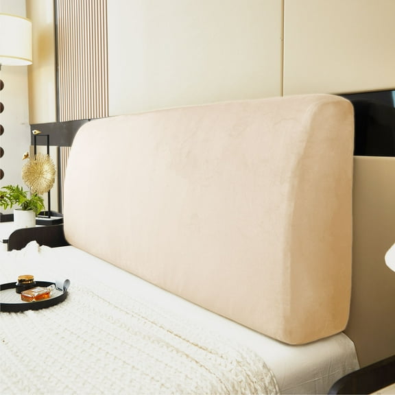 Yumcute Velvet Bed Headboard Slipcover, Modern 47in, Beige