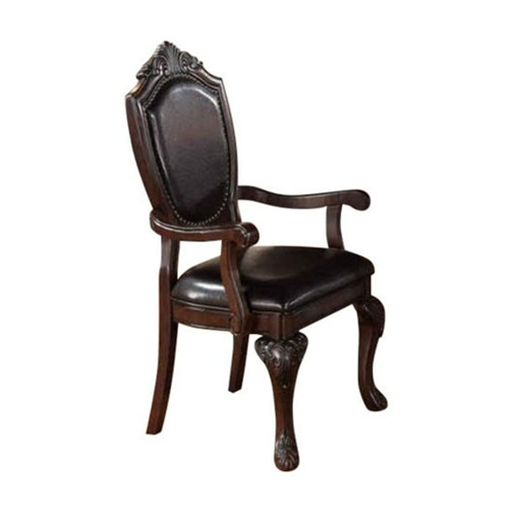 Traditional Rubber Wood Royal Arm Chair Set Of 2 Brown