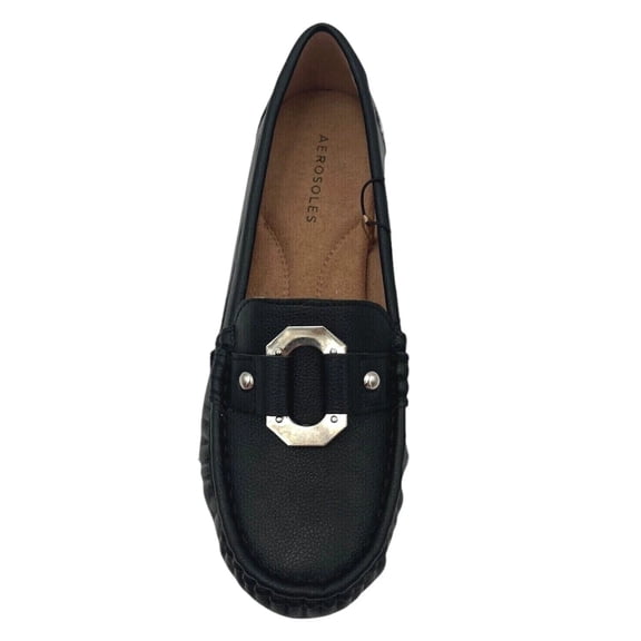 Aerosoles Womens Vegan Leather Loafer Shoes Size 8.5 Wide Black Cushioned Shoes