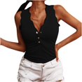 thumbnail image 1 of Camiseta sin mangas con cuello en V y botones de encaje a la moda para mujer Pompotops  lopia998050, 1 of 9