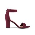 thumbnail image 3 of BLISSFUL STEP Woman's Sandals Block Heels Ankle Strap Open Toe Sandals Burgundy 10, 3 of 6