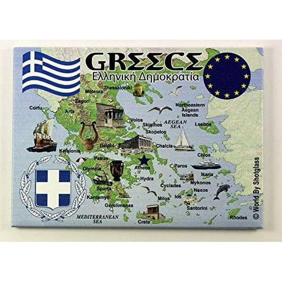 Greece EU Series Souvenir Fridge Magnet 2.5" X 3.5"