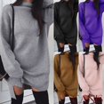 thumbnail image 3 of Chandail Décontracté Hiver Nouvelle Mode Stand Col Chauve-Souris Pull à Manches Longues Chandail Robe de Couleur Unie, 3 of 4