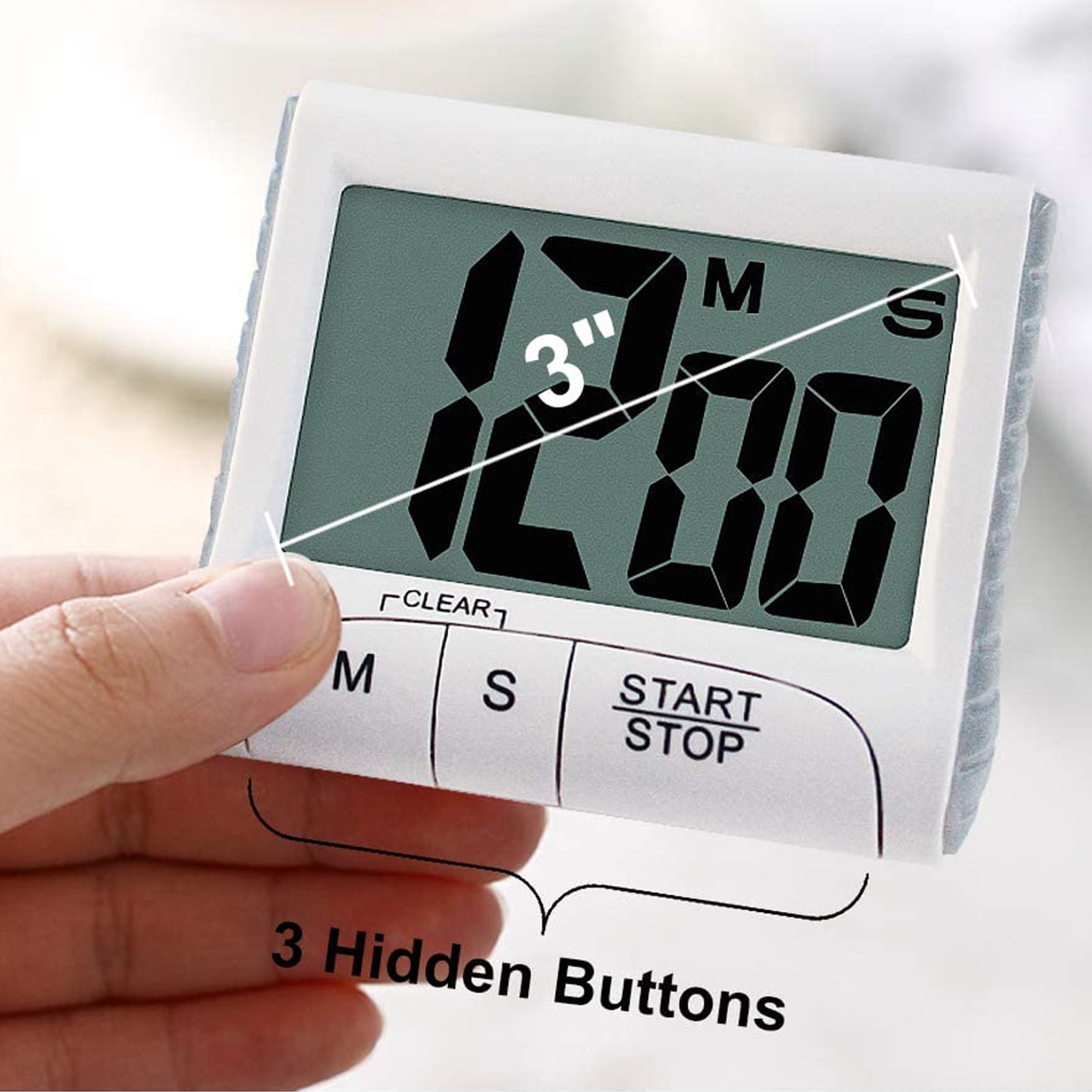 Buy Kitchen Timer & Stopwatch, with 3 Large Display, Loud Beep