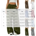 thumbnail image 3 of LEAVINGSUO Womens Wide Leg Sweatpants Fashion Solid Color Loose Elastic Waist Drawstring Strap Cargo Long Pants Red M, 3 of 7