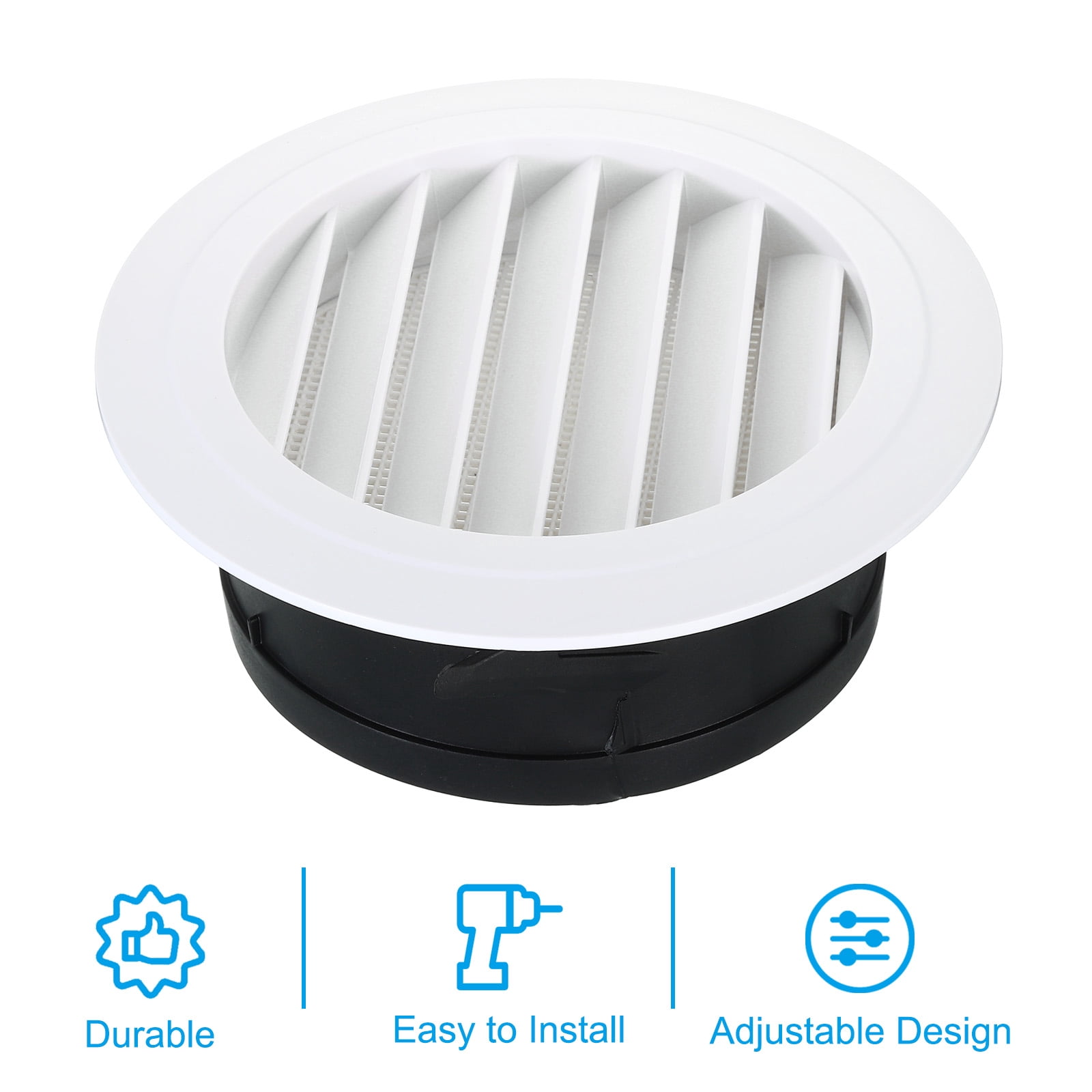 Uxcell 6 Inch Round Air Vent 2pcs Ceiling Diffuser Grill Cover ABS Louver Soffit Vent with Screen White