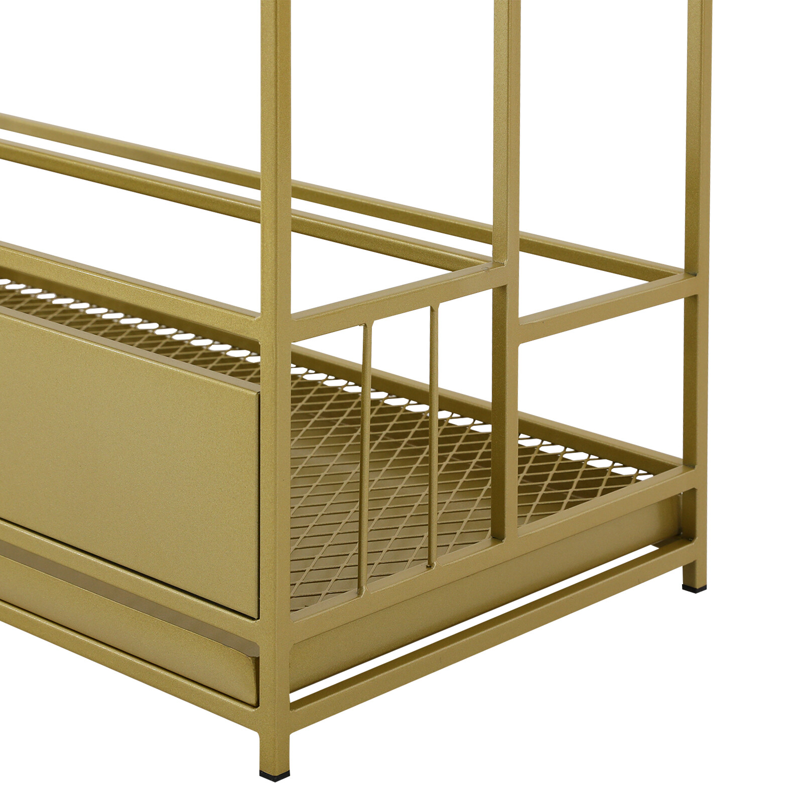 Large Umbrella Stand, Gold, 68x32x70cm Metal Umbrella Holder Rack with Drip Pan for Hotel, Mall, Office, Restaurant, Holds 30 Umbrellas
