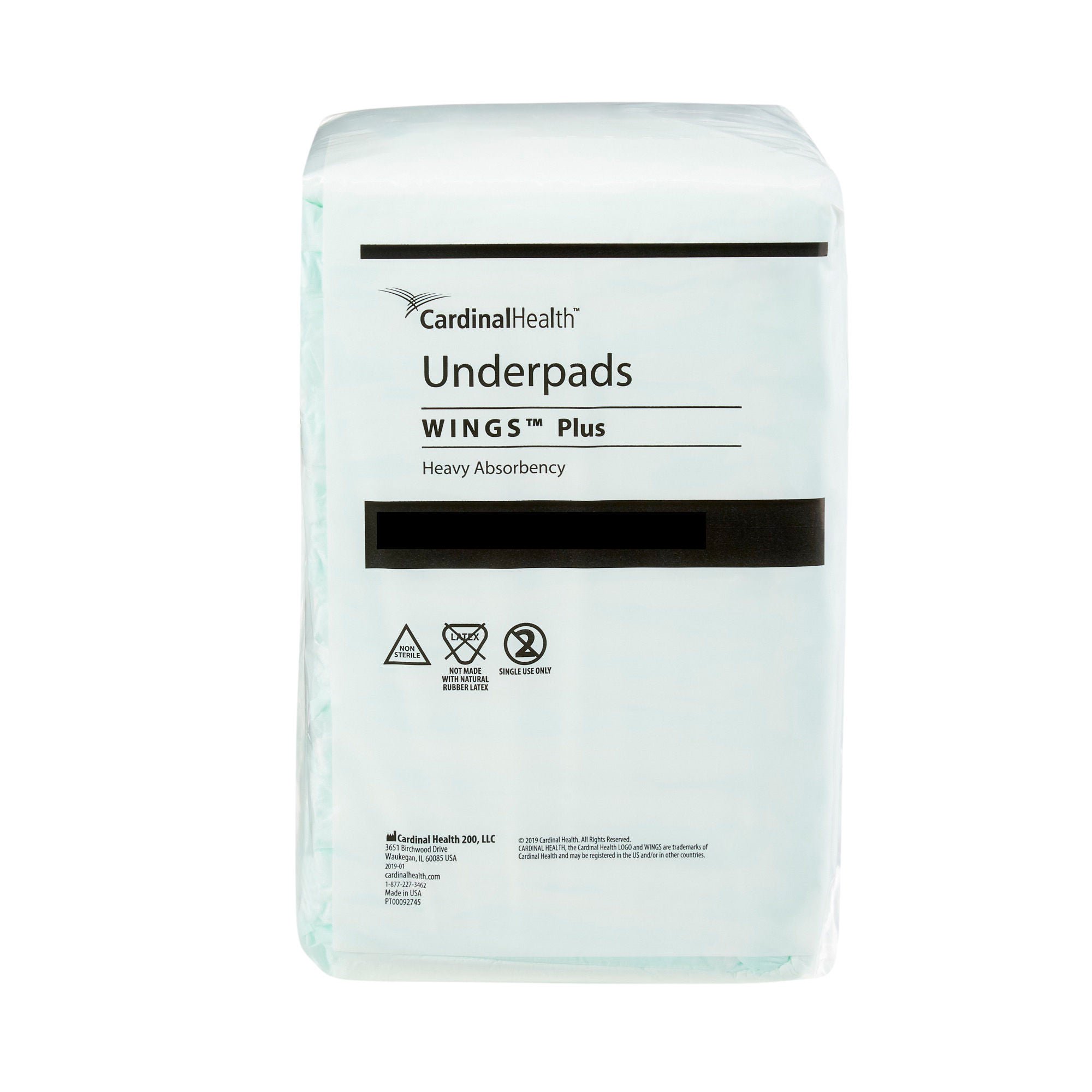 Wings Plus Disposable Underpad Heavy Absorbency Fluff / Polymer 36X36" 968 48 pads