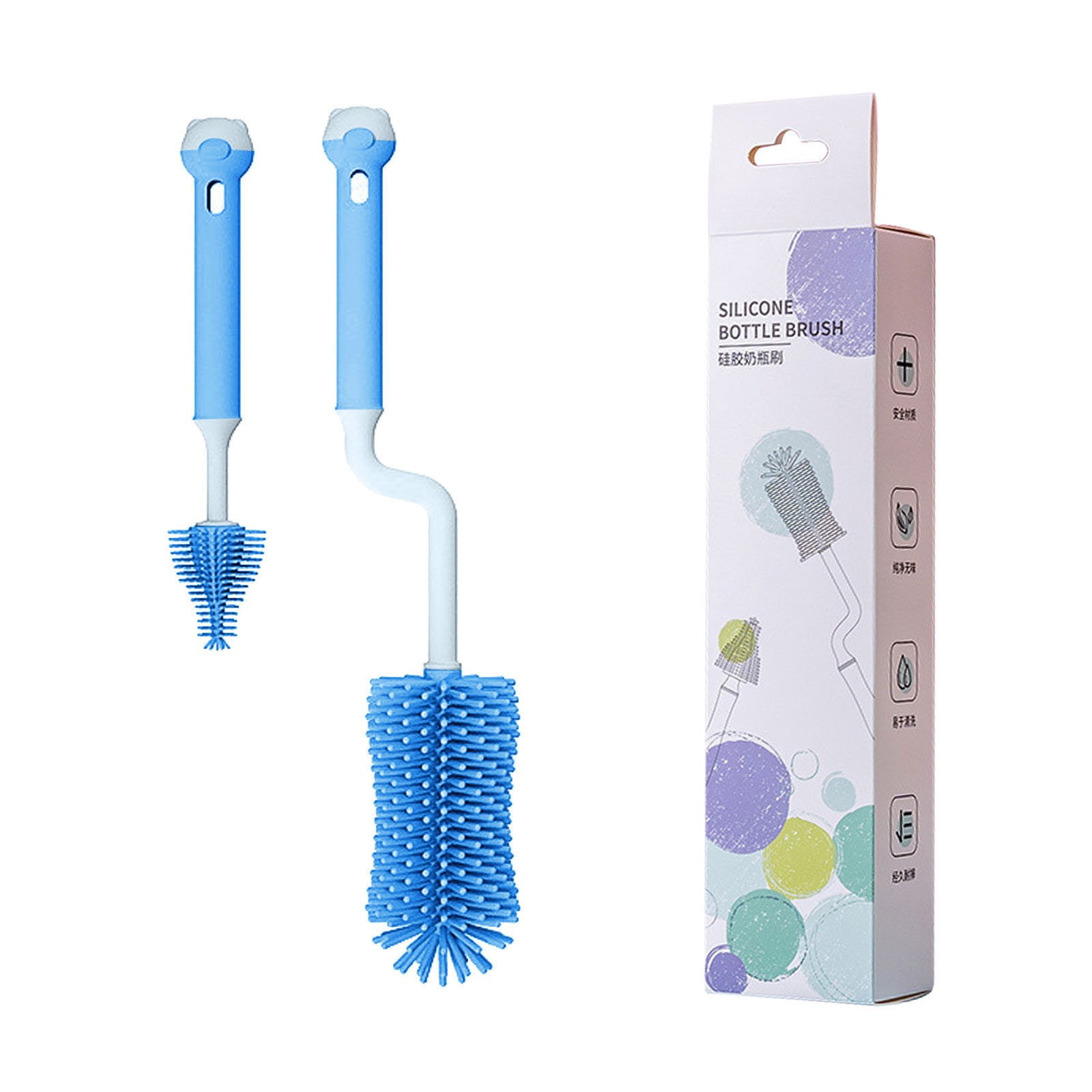 MOPOOR Bottle Brush Nipple Brush Soft Silicone Bottle Cleaning Brush,Nipples Cleaning,Press-Pump Foam Dispenser Brush for Nipples, Breast Pump Parts-Rich Foam for Home Travel ﻿