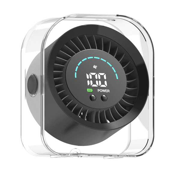 100-Speed Turbo Desk Fan Black, Powerful & Portable, 360° Adjustable, Ultra Quiet for Home Office Travel, NS-19