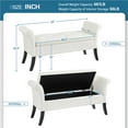 thumbnail image 3 of Alden Design Faux Leather Upholstered Storage Bench with Rolled Armrests, White, 3 of 6