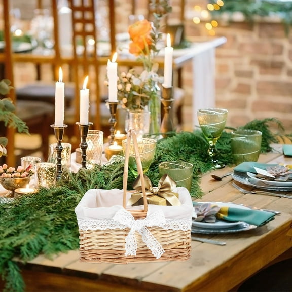 LEORX Wicker Basket with Handle Vintage Style Hand Woven Belly Basket for Storage