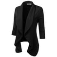thumbnail image 2 of Doublju Women's Lightweight Thin 3/4 Sleeve Open Front Blazer with Plus Size, 2 of 4