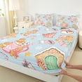 thumbnail image 3 of Feelyou Merry Christmas Child Queen Sheet Sets, Winter Coffee Cake Flat Sheet, Cartoon Xmas Tree Cabin Queen Fitted Sheet, Luxury Bedroom Decor, 4 Pieces, 3 of 7