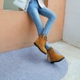 thumbnail image 1 of Qertyioot Bottes Rétro pour Femmes, Mode Vintage Grande Taille Chaussures à Talons Bas à Franges Courtes, 1 of 9