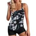 thumbnail image 3 of DHFJKG Tankini Swimsuits For Women Floral Print 2 Piece Swimwear Set Adjustable Straps Swim Tank Top With Boyshorts Bottom Holiday Beachwear, 3 of 9