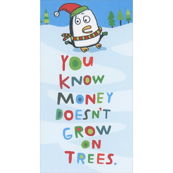 RSVP Money Doesn't Grow on Trees Penguin Money Holder / Gift Card Holder Christmas Card
