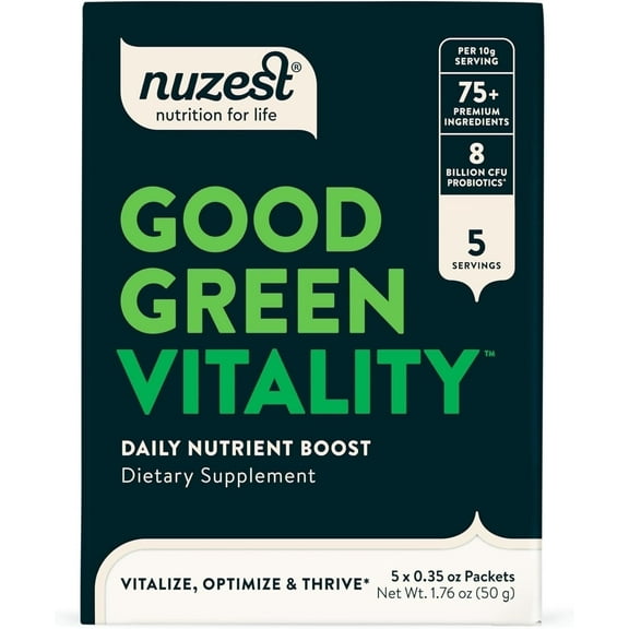Nuzest Greens Powder Good Green Vitality – Vitamins, Minerals & Superfoods – Vegan Multivitamin Supplement 10g (Pack of 5)