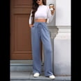 thumbnail image 4 of Pantalones Deportivos Casuales para Mujer, de Pierna , Holgados, con Cordón Ajustable, Cintura Alta, Elásticos y Bolsillos. Azul S, 4 of 10