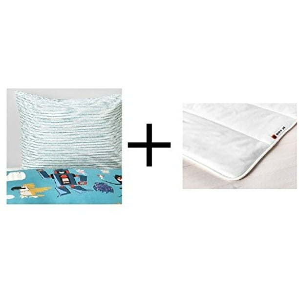 Ikea Duvet cover and pillowcase(s), dark green, blue twin size and Ikea