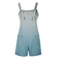thumbnail image 4 of Riforla Women's Tie Shoulder Overall Shorts Gradient Scoop Neck Romper Jumpsuit with Pocket Women's Jumpsuit Light Blue_003 S, 4 of 5