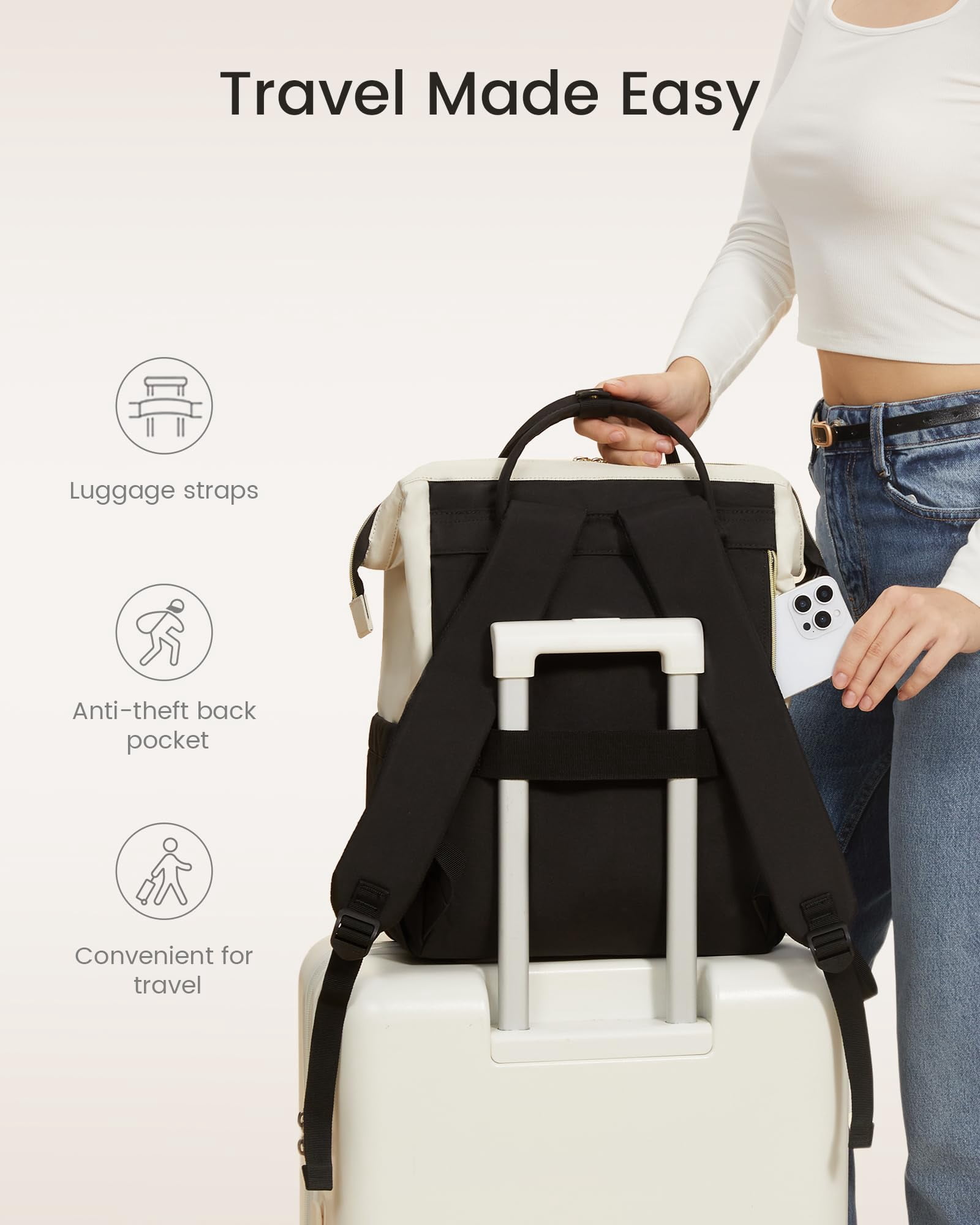 LOVEVOOK Laptop Backpack for Women, 15.6 Inch Work Business Backpacks Purse With Large Capacity, Waterproof Nurse Bag College Bookbag for School, Waterproof Casual Daypack for Travel