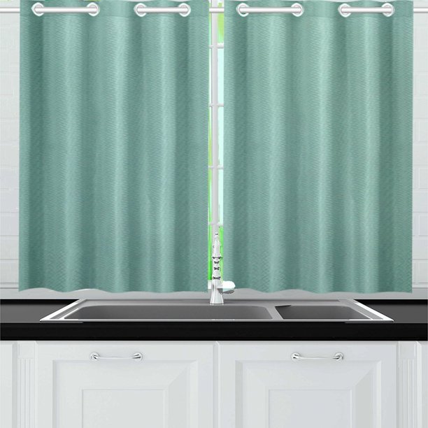 MKHERT Light Green Window Curtain Kitchen Curtain 26x39 inch,Two Piece